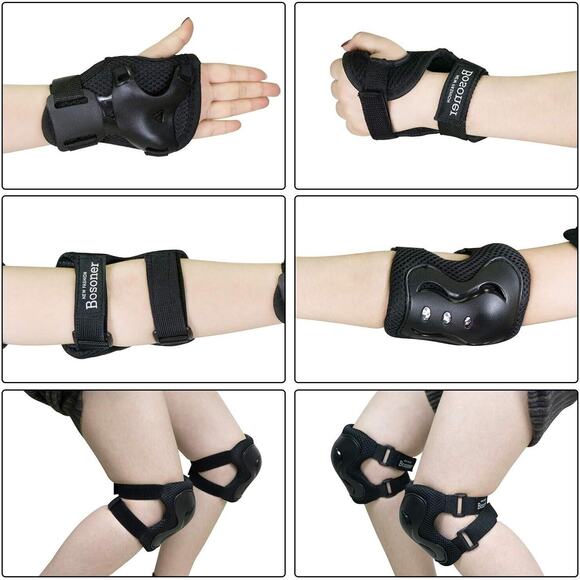 BOSONER Kids/Youth Knee Pad Elbow Pads Guards Protective Gear Set for Roller BMX - Picture 4 of 6